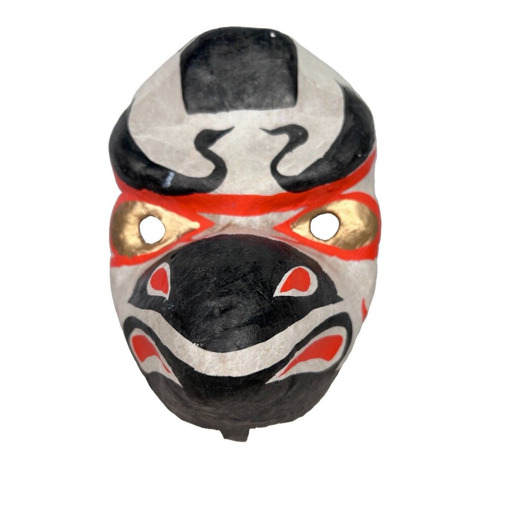 Japanese HARIKO KARASU TENGU Mask Vintage Paper Mache Interior Raven Spirit